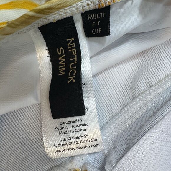 Niptuck Swimsuit Gold Yellow Floral Palm Print Multifit Cup Women 8 NWT - Picture 14 of 16